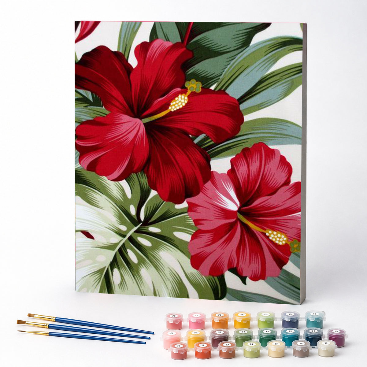 Kit de Pintura Numerada - Flores Vermelhas no Jardim