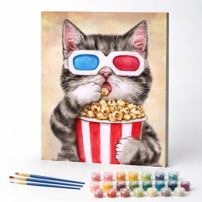 Kit de Pintura Numerada - Gatinho no Cinema