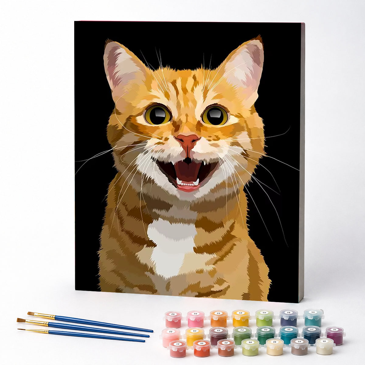 Kit de Pintura Numerada - Gato Laranja Sorridente
