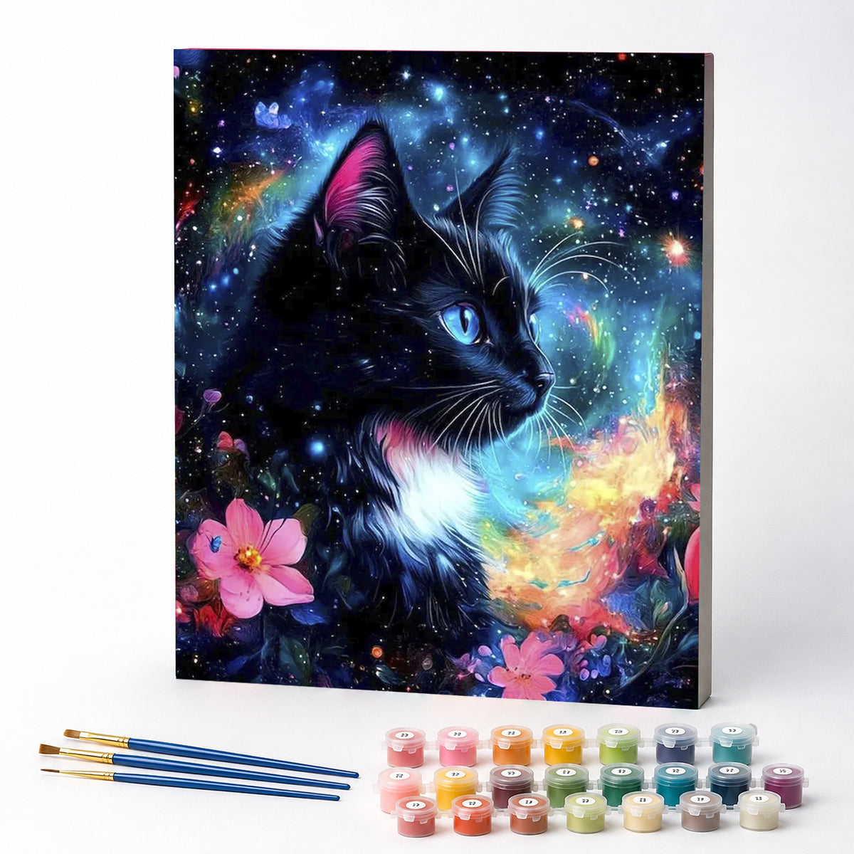 Kit de Pintura Numerada - Gato Preto na Galáxia