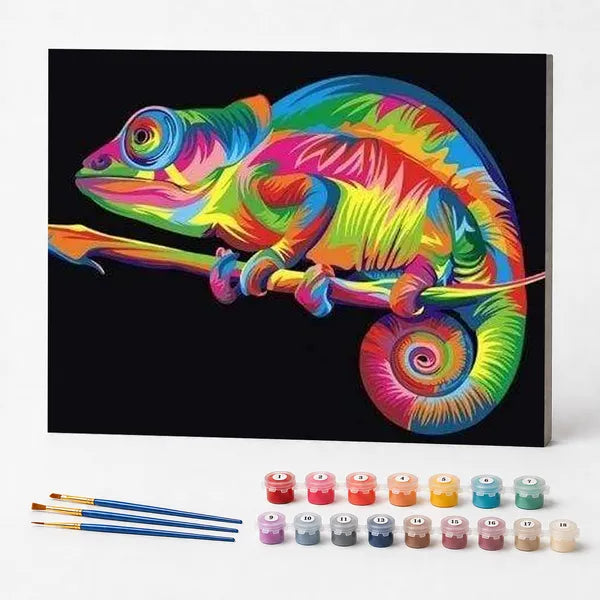 Kit de Pintura Numerada - Iguana Colorida