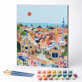 Kit de Pintura Numerada - Ilustração da Cidade Litorânea