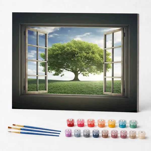 Kit de Pintura Numerada - Janela para a Árvore da Esperança