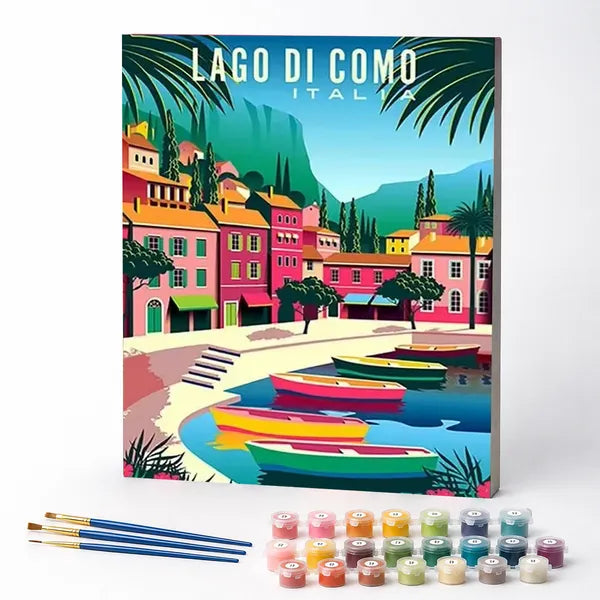 Kit de Pintura Numerada - Lago di Como, Itália