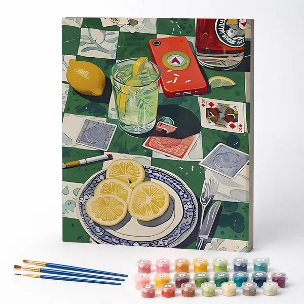 Kit de Pintura Numerada - Lanche e Jogo de Cartas