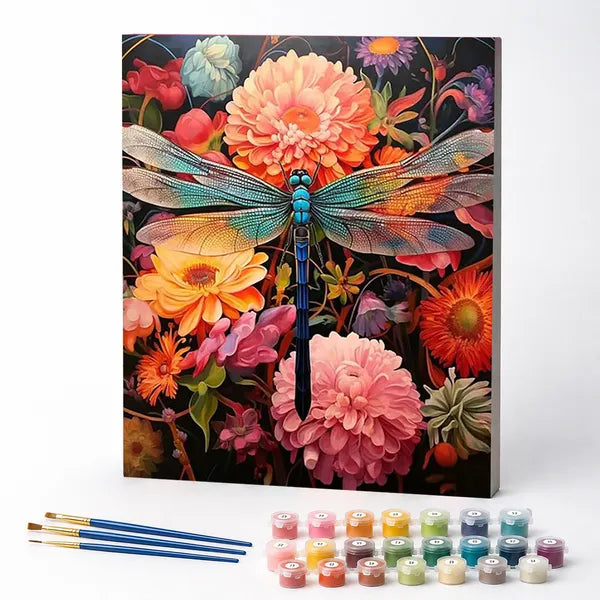 Kit de Pintura Numerada - Libélula nas Flores