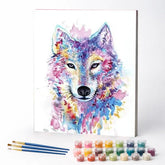 Kit de Pintura Numerada - Lobo Colorido