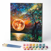 Kit de Pintura Numerada - Lua Dourada no Lago