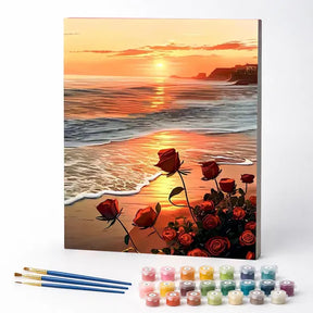 Kit de Pintura Numerada - Mar ao Pôr do Sol