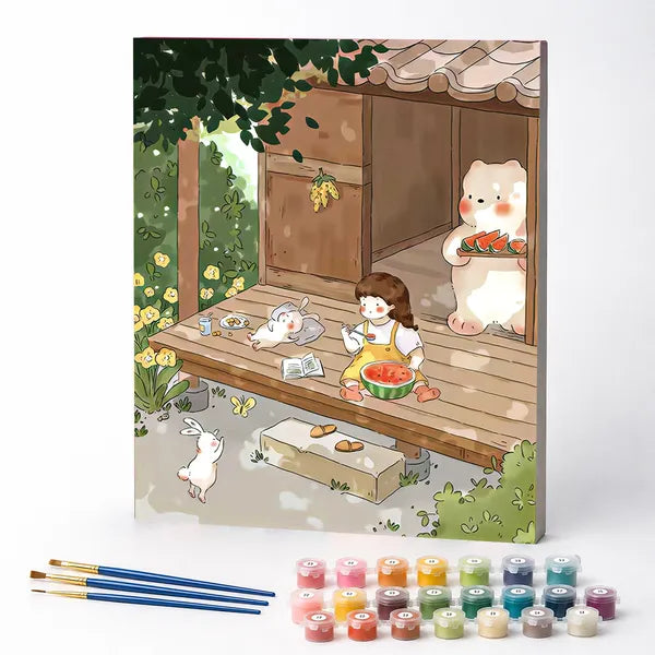Kit de Pintura Numerada - Menina Comendo Melancia
