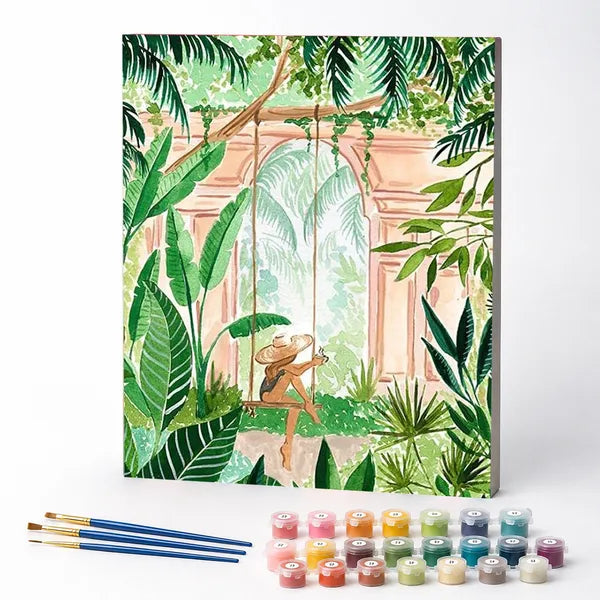 Kit de Pintura Numerada - Menina no Balanço das Plantas