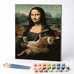 Kit de Pintura Numerada - Mona Lisa com um Gato