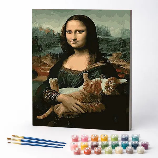 Kit de Pintura Numerada - Mona Lisa com um Gato