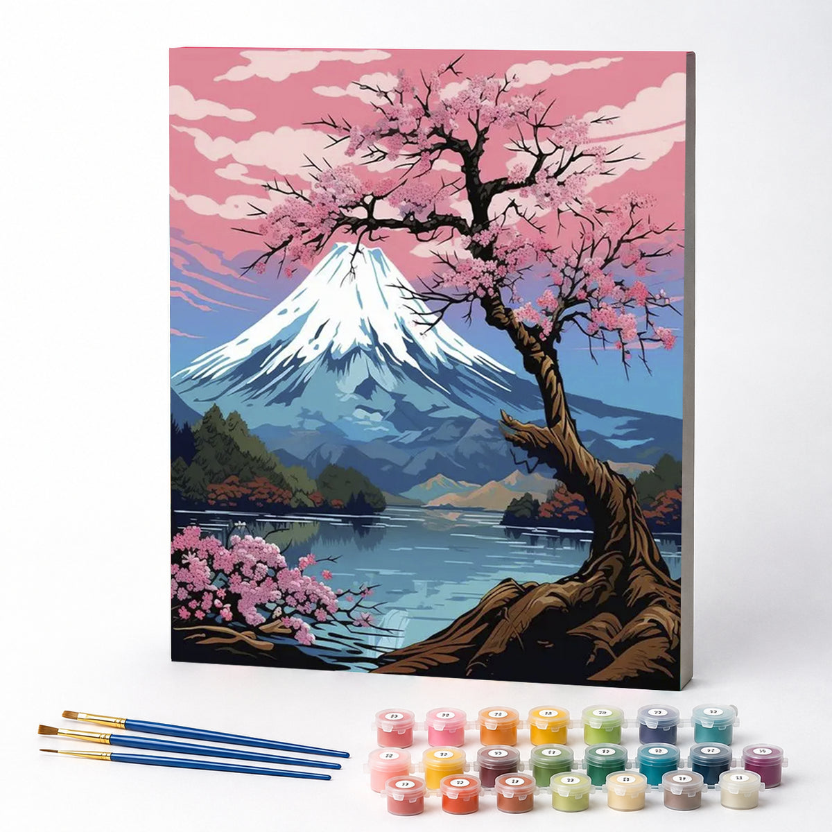 Kit de Pintura Numerada - Monte Fuji e Árvore Florida