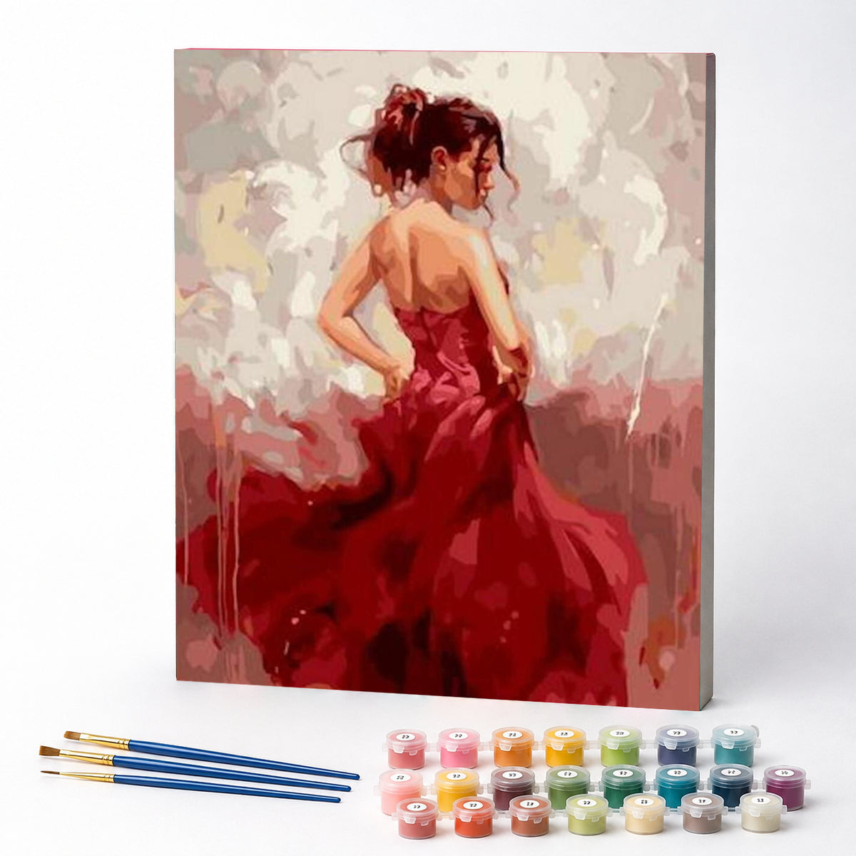 Kit de Pintura Numerada - Mulher Elegante de Vermelho