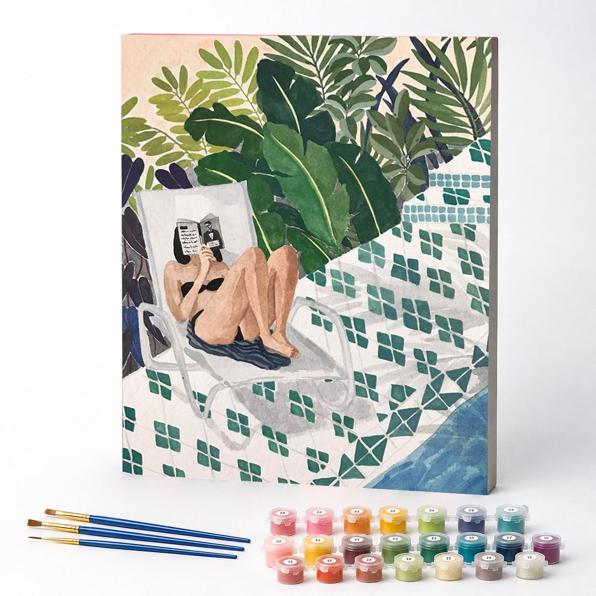 Kit de Pintura Numerada - Mulher Relaxando ao Sol