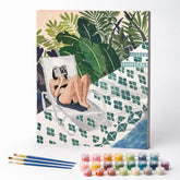 Kit de Pintura Numerada - Mulher Relaxando ao Sol