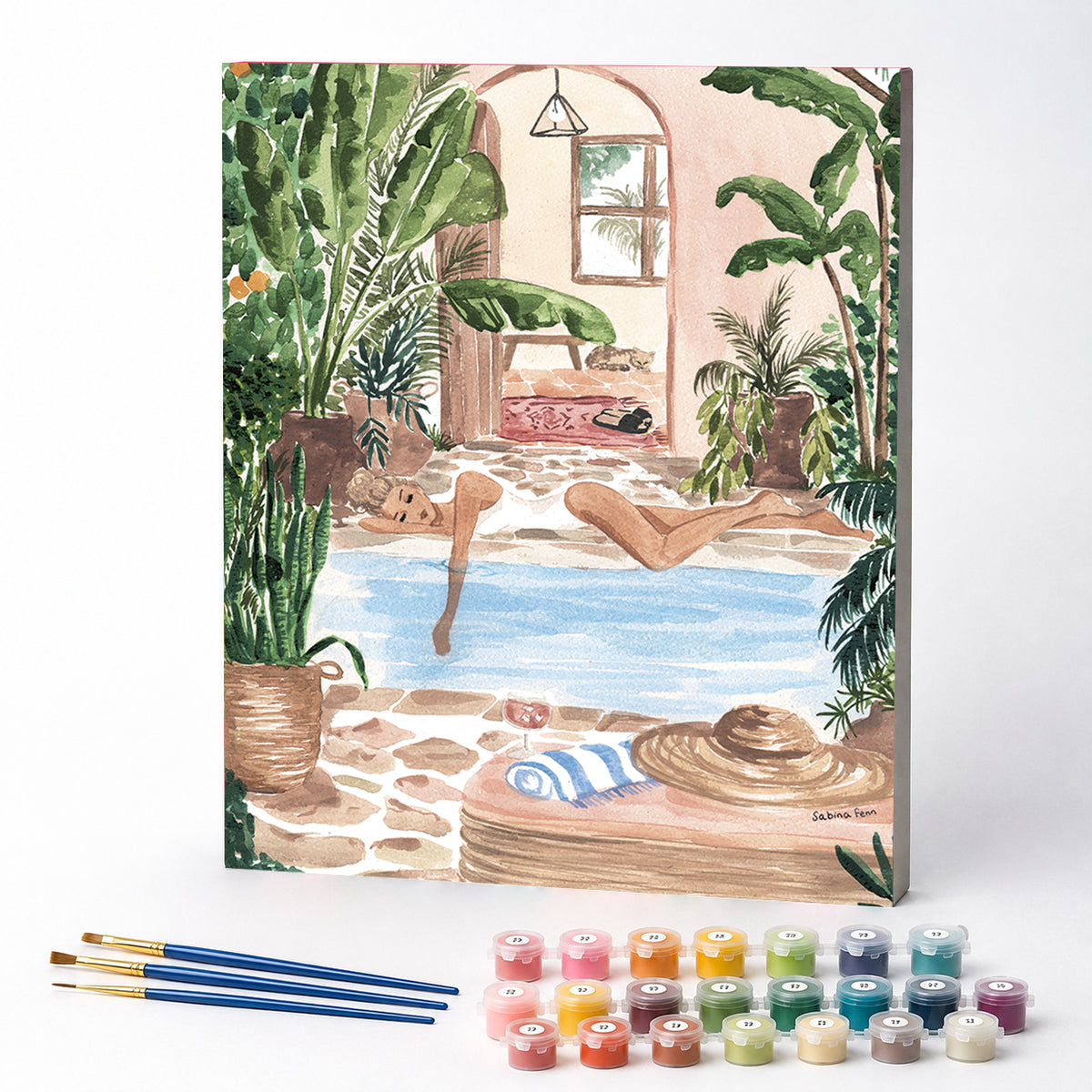 Kit de Pintura Numerada - Mulher Tomando Sol