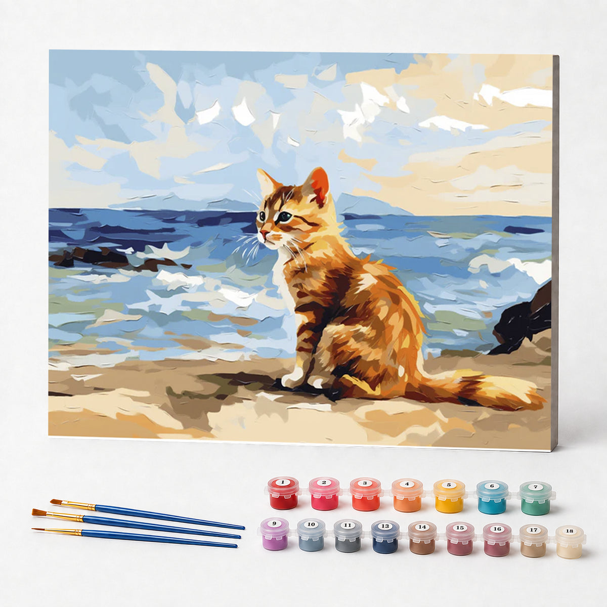 Kit de Pintura Numerada - O Gato na Praia