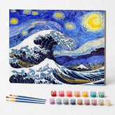 Kit de Pintura Numerada - O Mar e a Noite Estrelada de Van Gogh