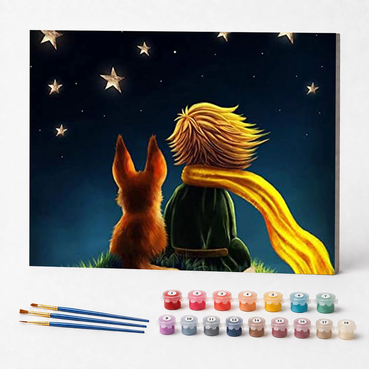 Kit de Pintura Numerada - O Pequeno Príncipe, a Raposa e as Estrelas