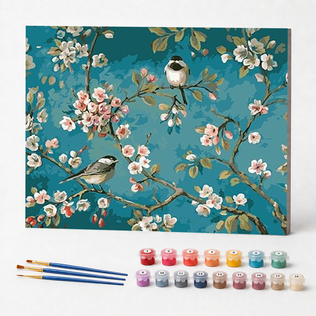 Kit de Pintura Numerada - Pássaros nas Flores