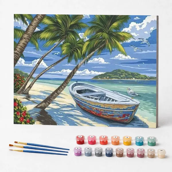 Kit de Pintura Numerada - Passeio de Barco na Ilha dos Sonhos
