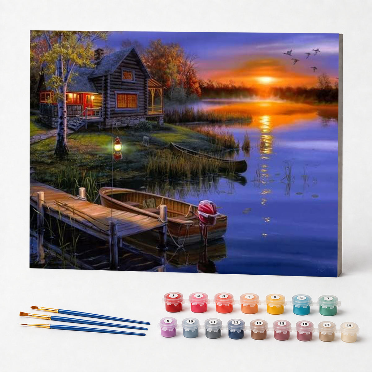 Kit de Pintura Numerada - Píer ao Pôr do Sol