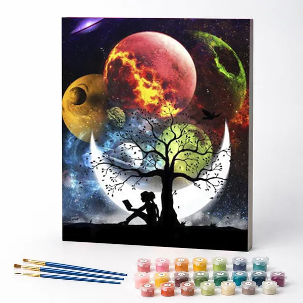 Kit de Pintura Numerada - Planetas Entrelaçados