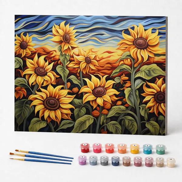 Kit de Pintura Numerada - Plantação de Girassóis