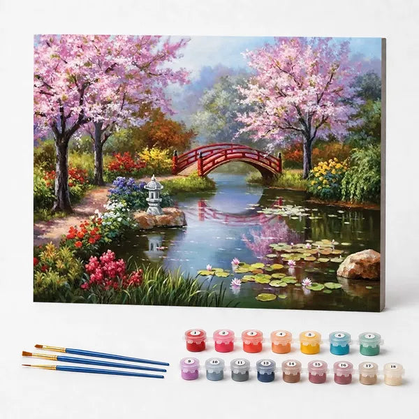 Kit de Pintura Numerada - Ponte na Floresta Florida