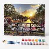 Kit de Pintura Numerada - Pôr do Sol em Amsterdã
