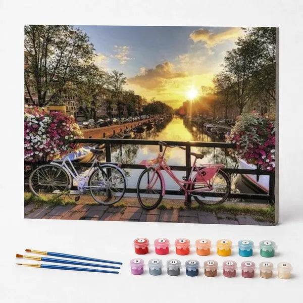 Kit de Pintura Numerada - Pôr do Sol em Amsterdã