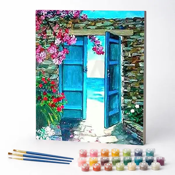 Kit de Pintura Numerada - Porta Azul para o Mar