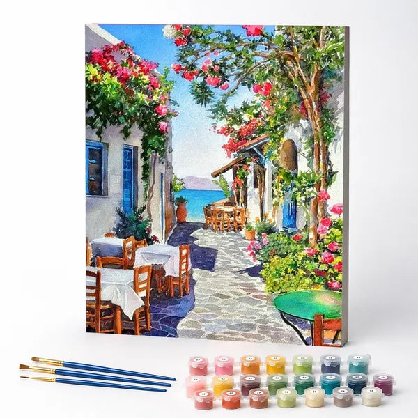 Kit de Pintura Numerada - Restaurante à Beira-Mar