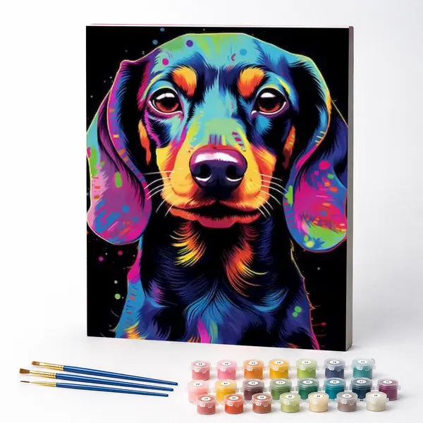 Kit de Pintura Numerada - Salsichinha em Cores Neon