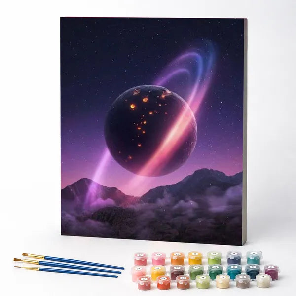 Kit de Pintura Numerada - Saturno na Galáxia