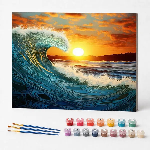Kit de Pintura Numerada - Sol Iluminando as Ondas