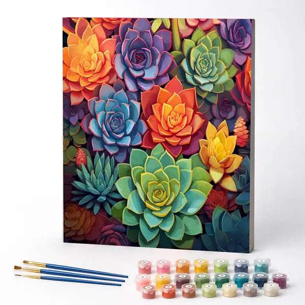 Kit de Pintura Numerada - Suculentas Arco-Íris