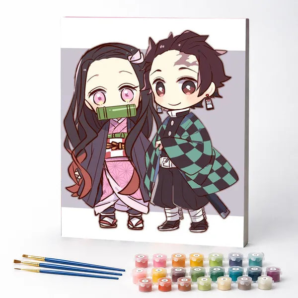 Kit de Pintura Numerada - Tanjiro e Nezuko
