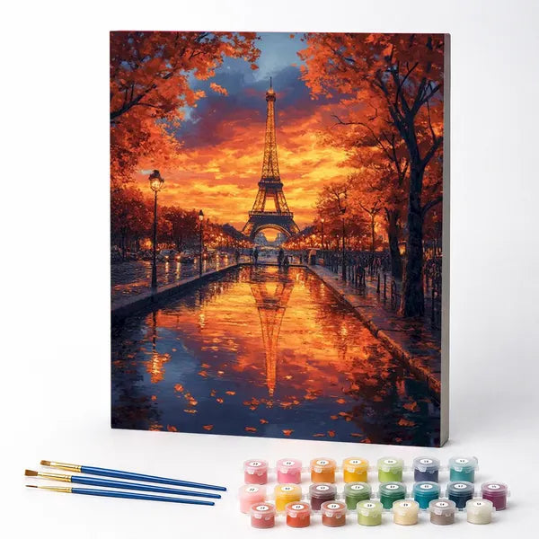 Kit de Pintura Numerada - Torre Eiffel ao entardecer