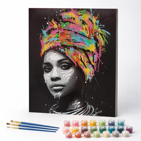 Kit de Pintura Numerada - Turbante Colorido