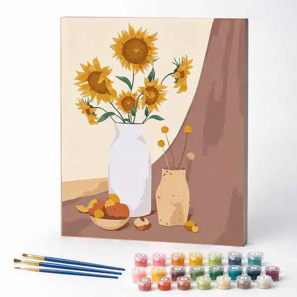 Kit de Pintura Numerada - Vaso de Girassóis na Árvore
