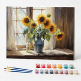 Kit de Pintura Numerada - Vaso de Girassóis na Janela