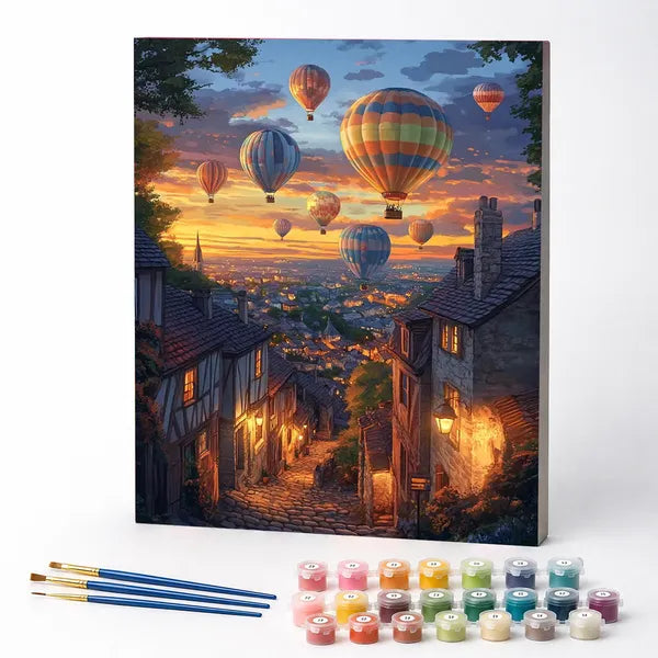Kit de Pintura Numerada - Vila dos Balões ao Pôr do Sol