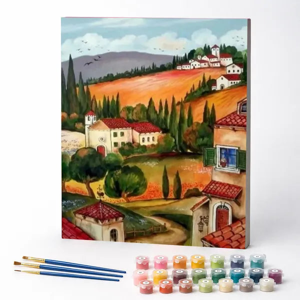 Kit de Pintura Numerada - Vila nas Montanhas