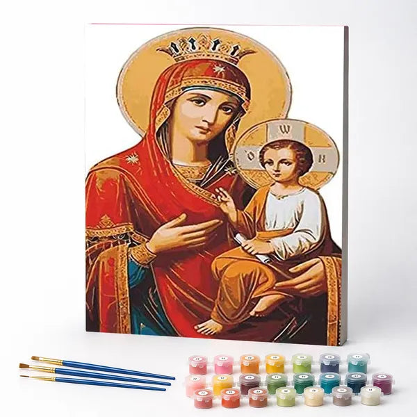 Kit de Pintura Numerada - Virgem Maria e Menino Jesus