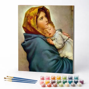 Kit de Pintura Numerada - Virgem Maria e seu Filho