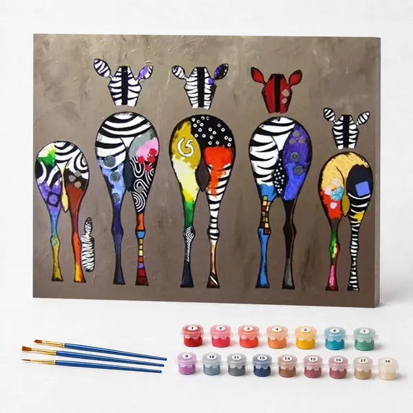 Kit de Pintura Numerada - Zebras Artísticas